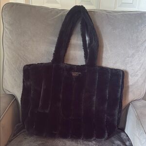 Victoria's Secret Black Faux Fur Tote